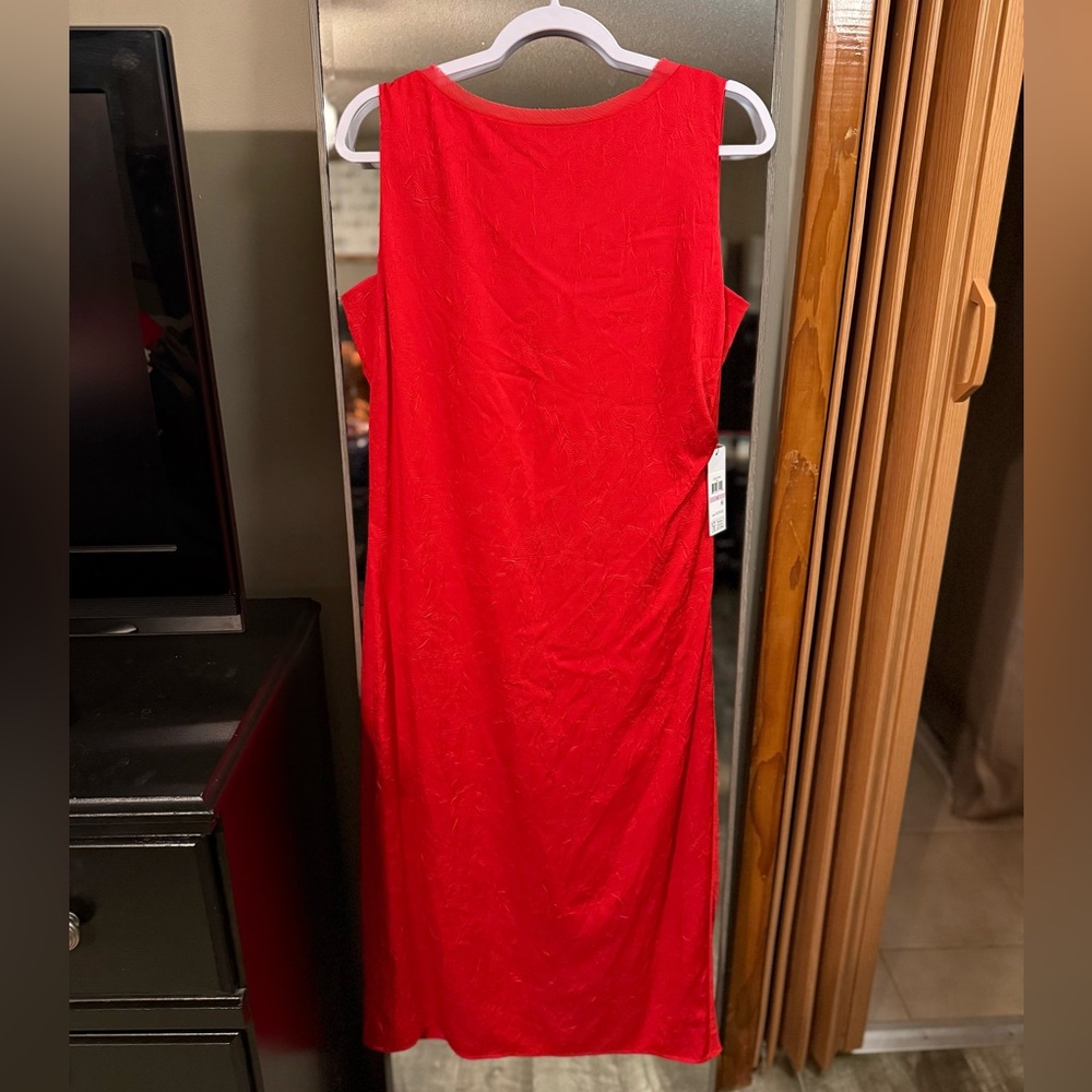 DKNY Elegant Red Sleeveless Dress
